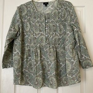 NWOT Talbot Elegant Green Paisley Women's Top 1X